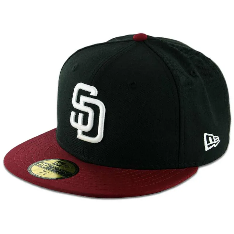 New Era 59Fifty San Diego Padres 2 Tone Fitted Black White Cardinal Red Hat