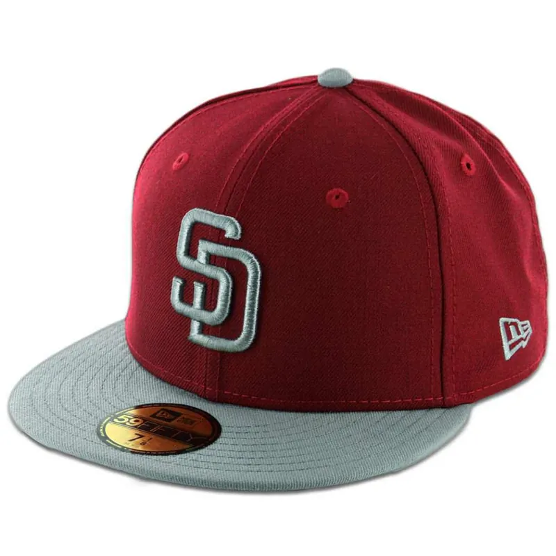 New Era 59Fifty San Diego Padres 2 Tone Fitted Hat Cardinal Red Storm Grey-Storm Grey
