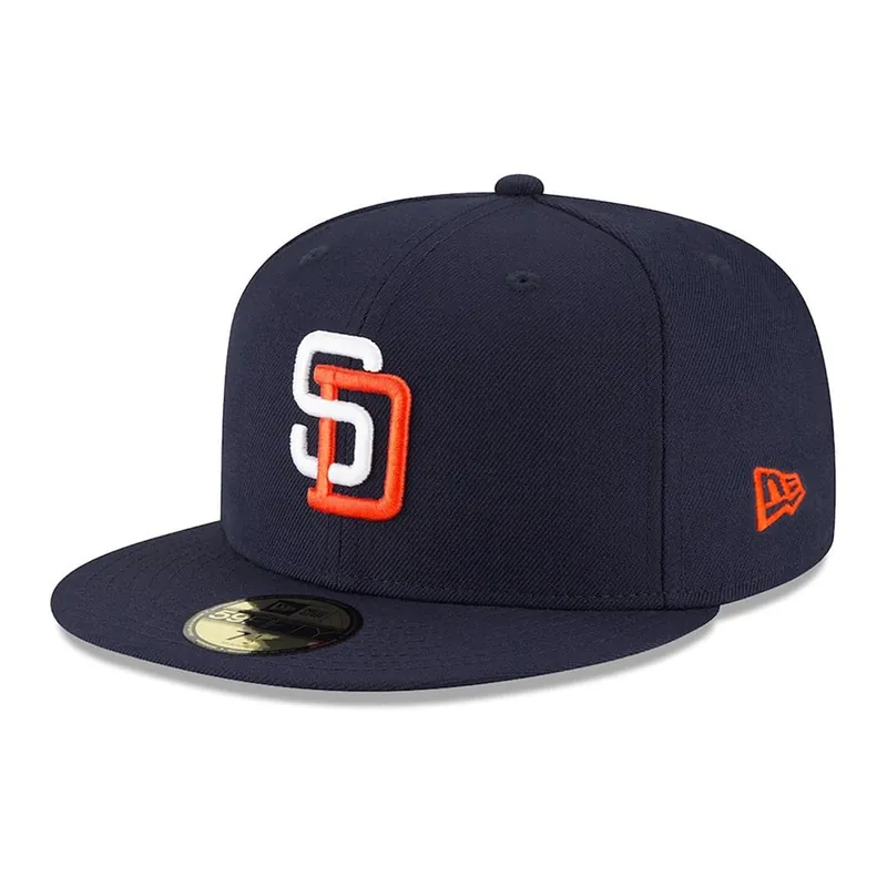 New Era 59Fifty San Diego Padres 1998 Tony Gwynn Throwback Cooperstown Fitted Hat Dark Navy White Orange