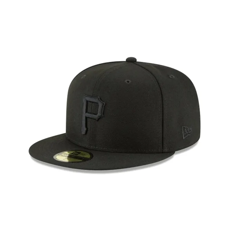 New Era 59Fifty Pittsburgh Pirates Blackout Fitted Hat Black On Black