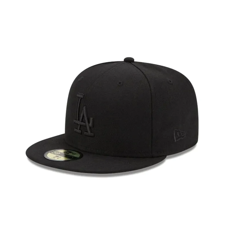 New Era 59Fifty Los Angeles Dodgers Fitted Hat Blackout Black on Black