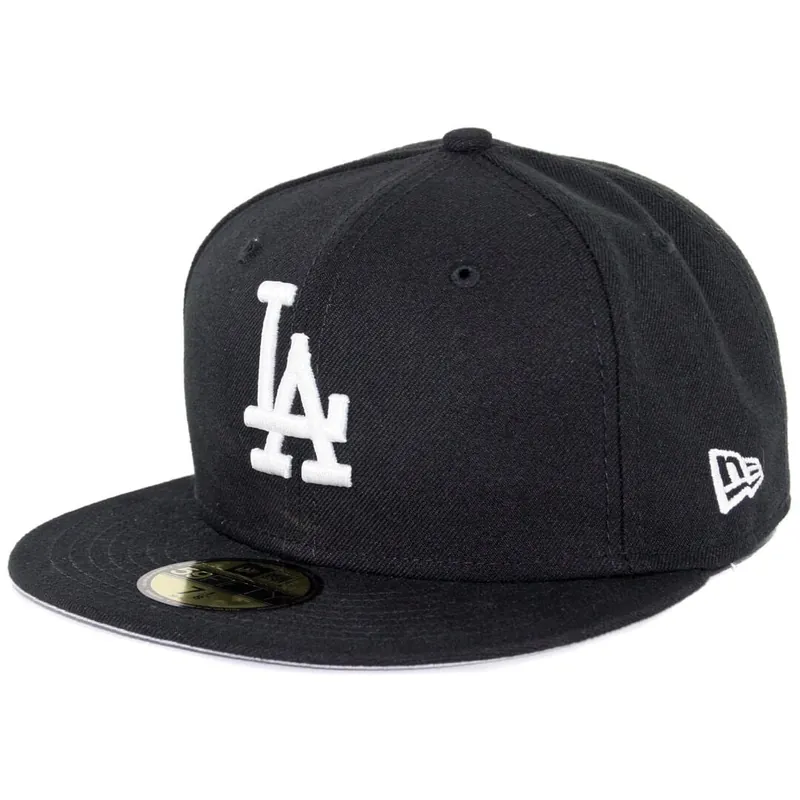 New Era 59Fifty Los Angeles Dodgers Fitted Black White Hat