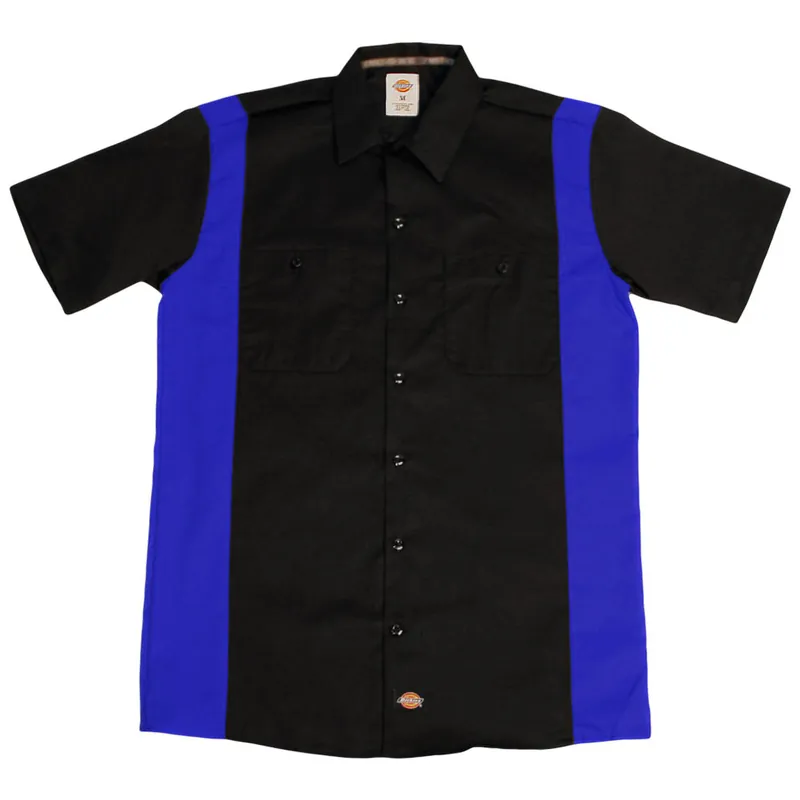 Dickies WS508 Two-Tone Short Sleeve Black/Royal Blue Work Shirt