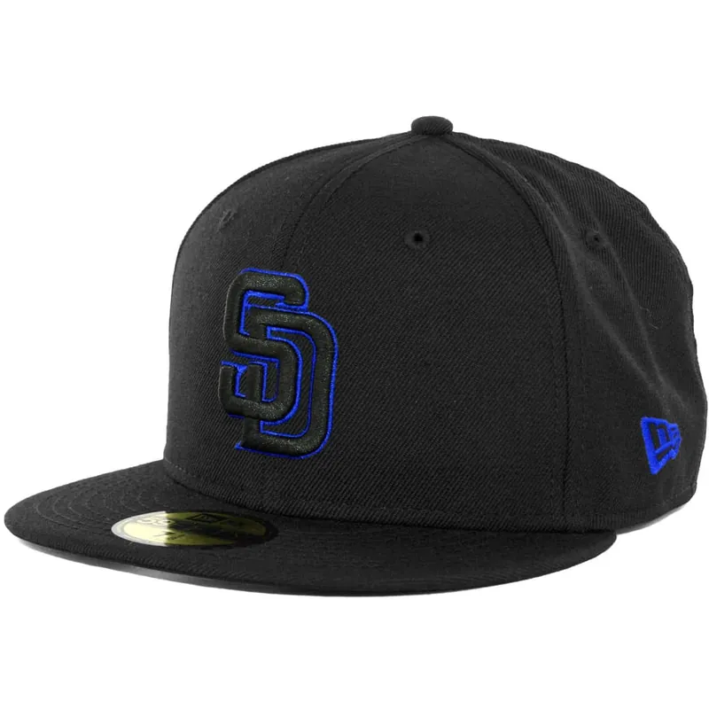 New Era 59Fifty San Diego Padres Fitted Hat Black Black Royal Blue