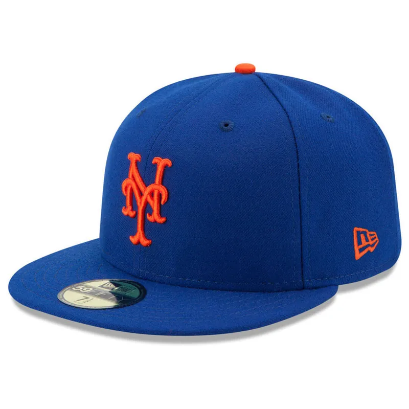 New Era 59Fifty New York Mets Game Youth Authentic Collection On Field Fitted Hat Royal Blue Orange - MLB Authentic Collection 59FIFTY On Field