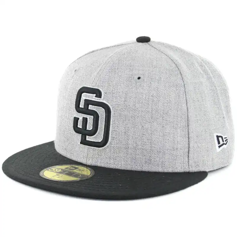 New Era 59Fifty San Diego Padres Two Tone Basic Fitted Hat Heather Grey Black White Black