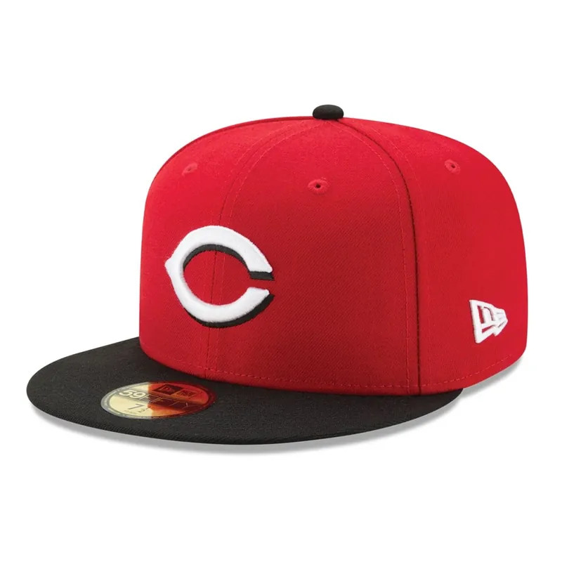 New Era 59Fifty Cincinnati Reds Road Authentic Collection On Field Fitted Hat Red Black - MLB Authentic Collection 59FIFTY On Field