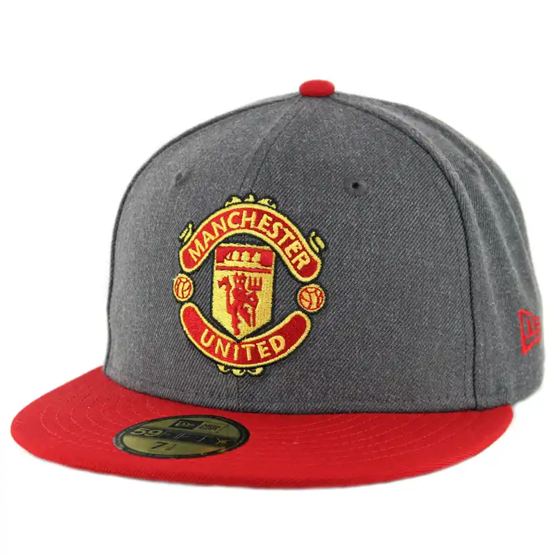 New Era 59Fifty Manchester United Fitted Hat Heather Graphite Scarlet Red