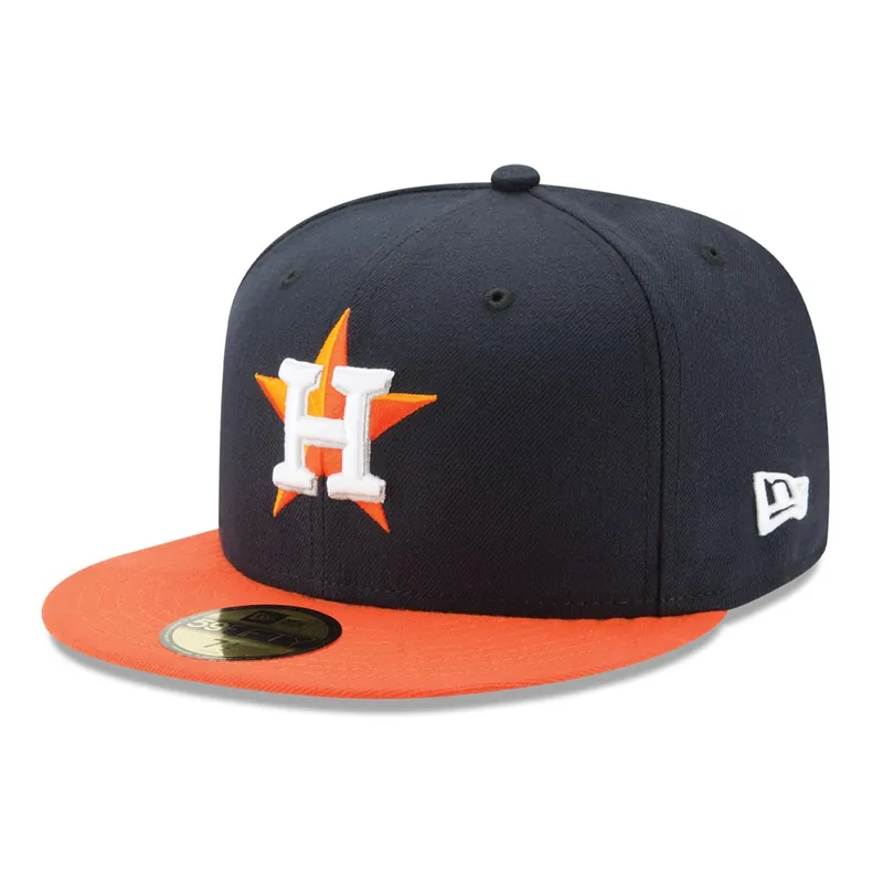 New Era 59Fifty Houston Astros Road Authentic Collection On Field Fitted Hat Navy Orange - MLB Authentic Collection 59FIFTY On Field