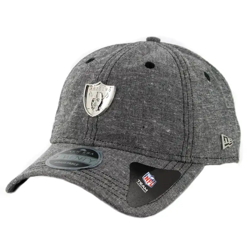 New Era 9Twenty Oakland Raiders Team Badged Strapback Hat Heather Graphite