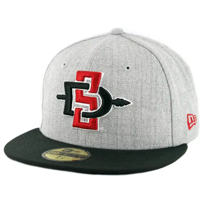 New Era 59Fifty San Diego State University Aztecs Fitted Hat Heather Grey Black