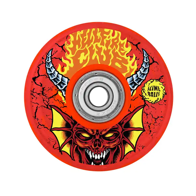 Slime Balls x Stranger Things Hellfire Club Light Ups OG Slime 66mm 78a Wheels Red - Santa Cruz
