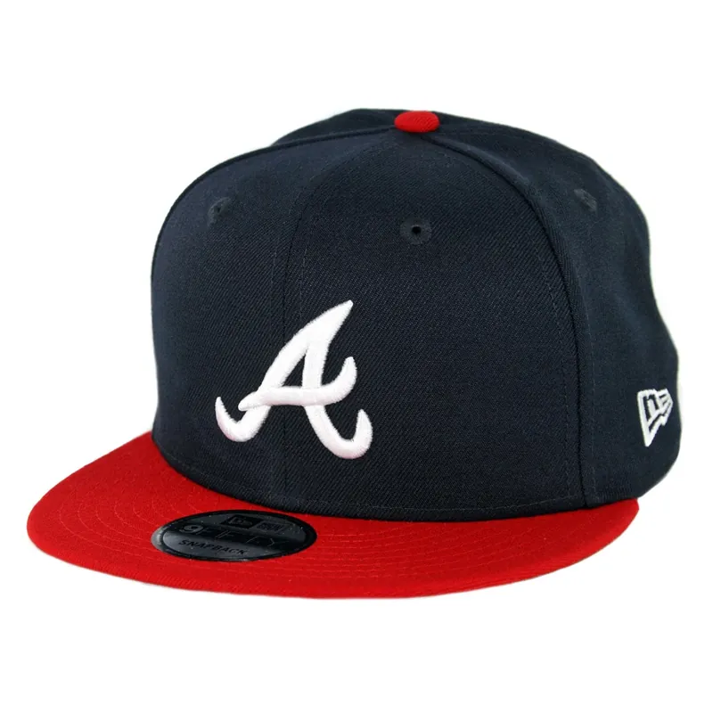 New Era 9Fifty Atlanta Braves Home Basic Snapback Hat Dark Navy Red