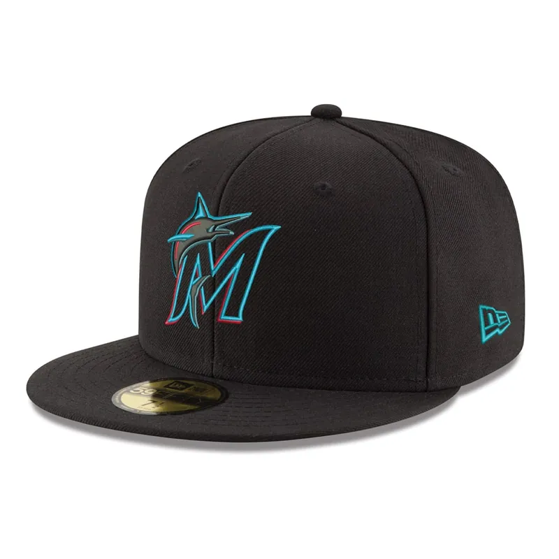 New Era 59Fifty Miami Marlins Game Authentic Collection On Field Fitted Hat Black - MLB Authentic Collection 59FIFTY On Field