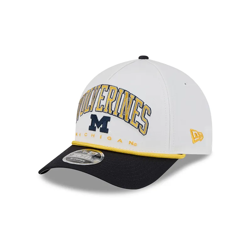 New Era 9Forty M-Crown Michigan Wolverines Arch Two Tone A-Frame Snapback Hat Chrome White Blue