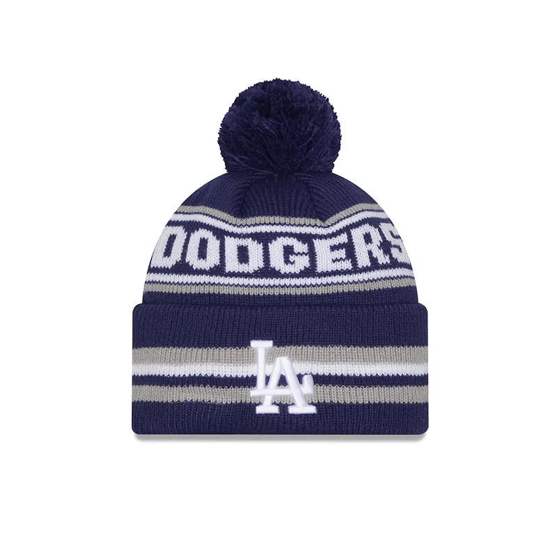 New Era Los Angeles Dodgers Knit Classic Pom Beanie Dark Royal Gray