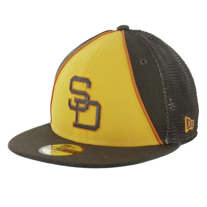 New Era 59Fifty San Diego Padres Winfield Trucker Fitted Hat Brown Gold - Billion Creation Exclusive