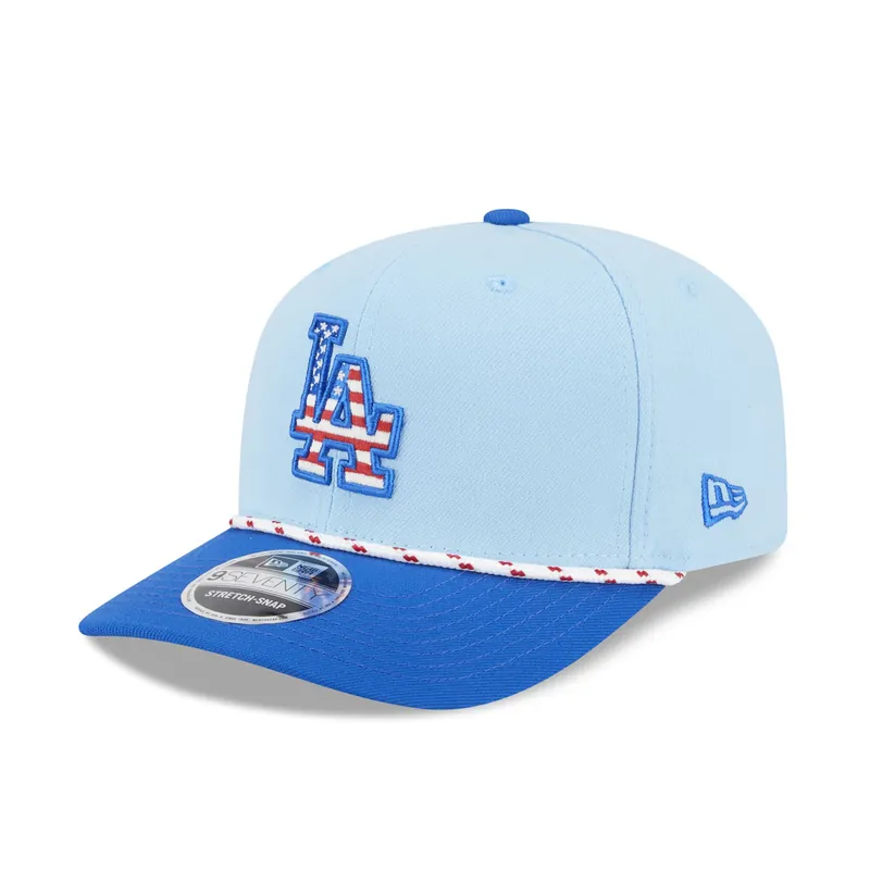 New Era 9Seventy Los Angeles Dodgers July 4th 2025 Official On Field Snapback Hat Blue Red
