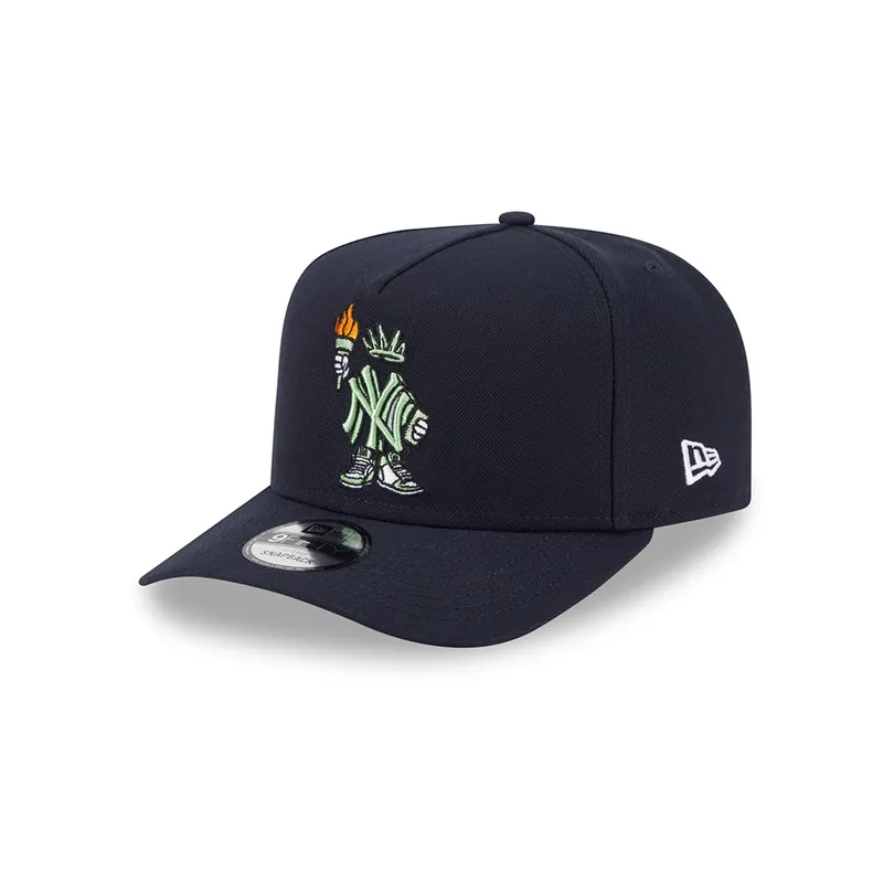 New Era 9Fifty New York Yankees Cartoon A-Frame Snapback Hat Dark Navy White