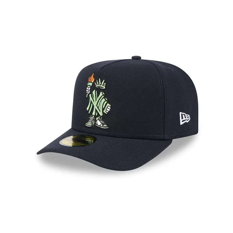 New Era 59Fifty New York Yankees Cartoon A-Frame Fitted Hat Dark Navy White