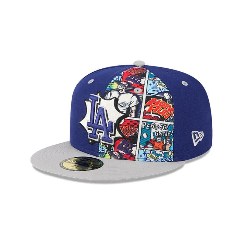 New Era 59Fifty Los Angeles Dodgers Comic Book Fitted Hat Royal Blue Gray