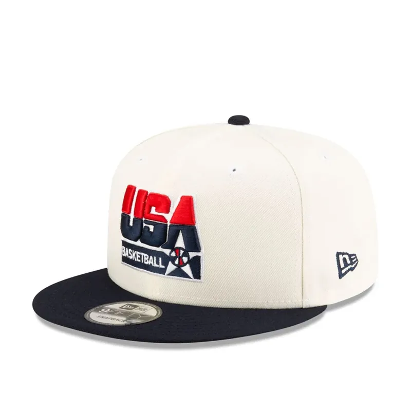 New Era 9Fifty USA Basketball Dream Team 1992 Olympic Games Snapback Hat Chrome White Blue