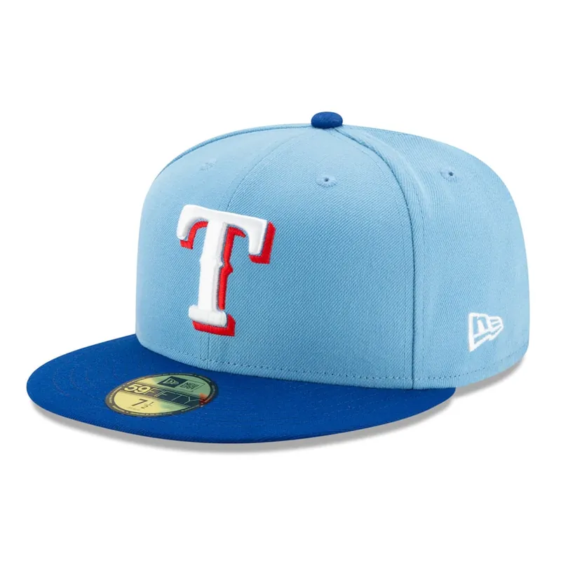 New Era 59Fifty Texas Rangers Alternate 2 Authentic Collection On Field Fitted Hat Light Blue - MLB Authentic Collection 59FIFTY On Field