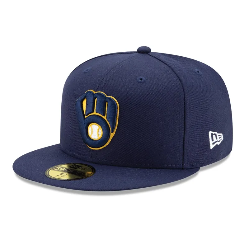 New Era 59Fifty Milwaukee Brewers Game Authentic Collection On Field Fitted Hat Navy - MLB Authentic Collection 59FIFTY On Field