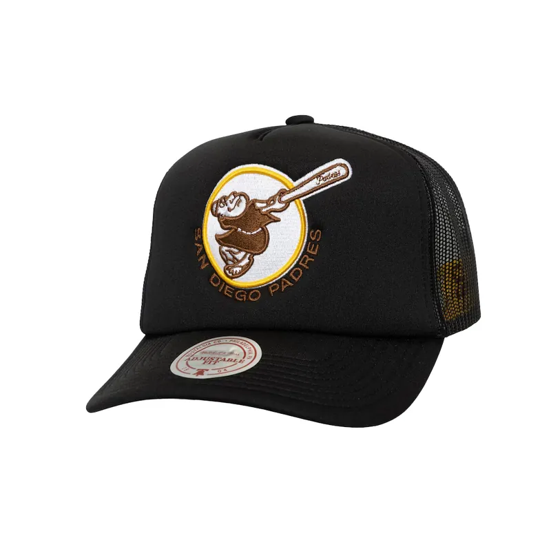 Mitchell & Ness San Diego Padres Hidden Mesh Trucker Snapback Hat Black