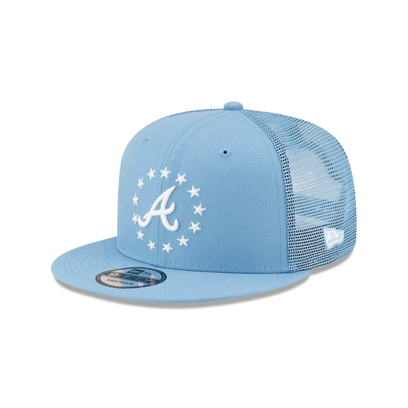 New Era 9Fifty Atlanta Braves All Star Game 2025 Fan Pack Mesh Trucker Snapback Hat Light Blue White