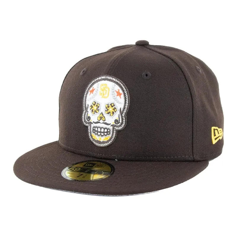 New Era 59Fifty San Diego Padres Sugar Skull Fitted Hat Dark Brown