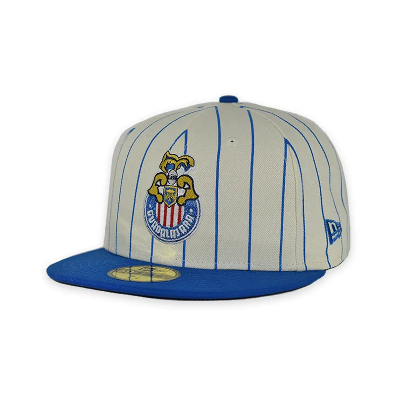 New Era 59Fifty Chivas De Guadalajara LMX Retro Pinstripe Fitted Hat Chrome White Royal Blue