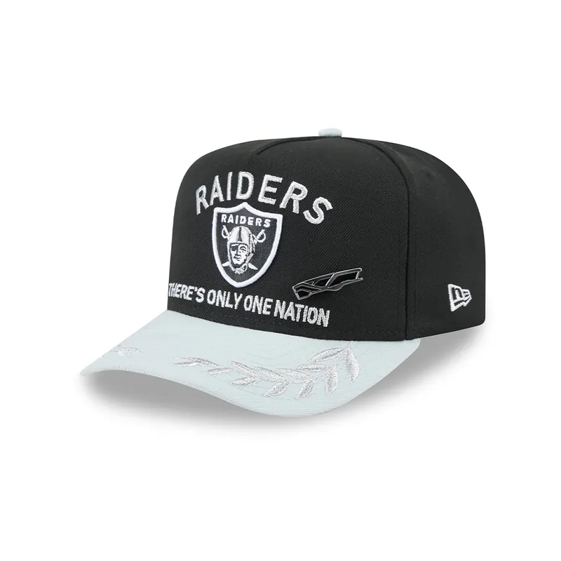 New Era 59Fifty Las Vegas Raiders NFL 2025 Draft A-Frame Fitted Hat Black Silver