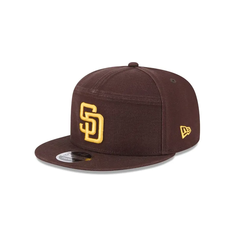New Era 9Fifty San Diego Padres Canvas Split Panel Snapback Hat Brown Gold