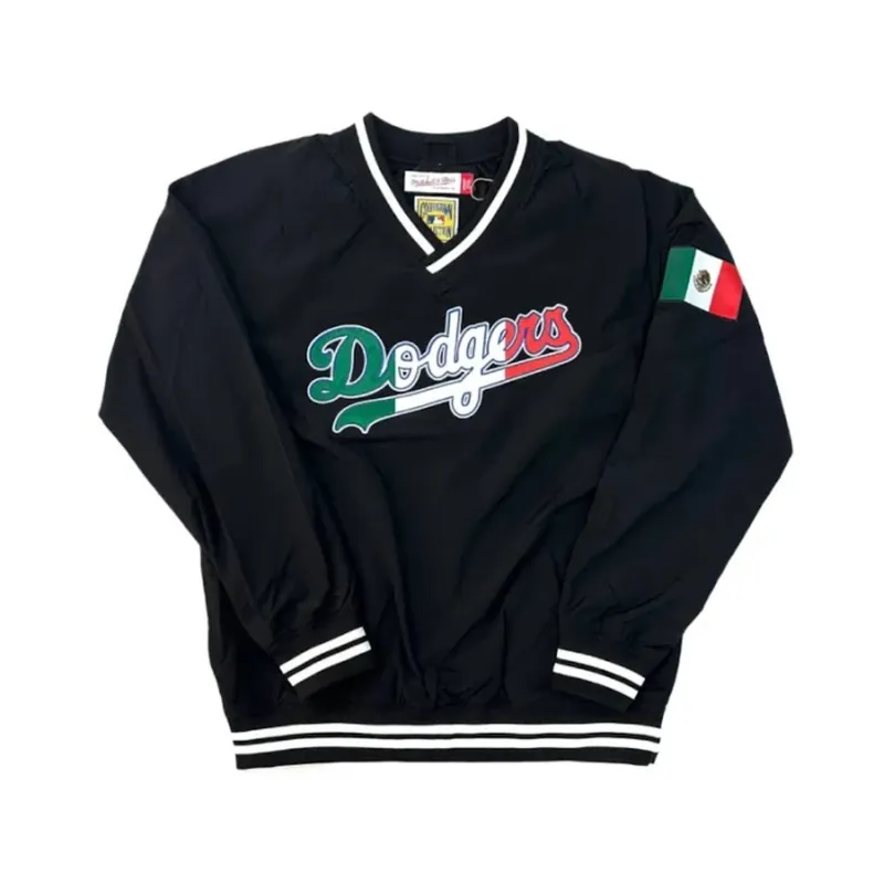 Mitchell & Ness Los Angeles Dodgers Vintage Nylon Mexico Pullover Jacket Black