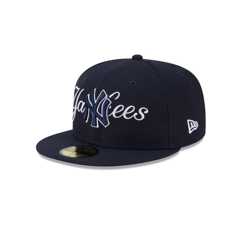 New Era 59Fifty New York Yankees Overlap Fitted Hat Dark Navy Blue