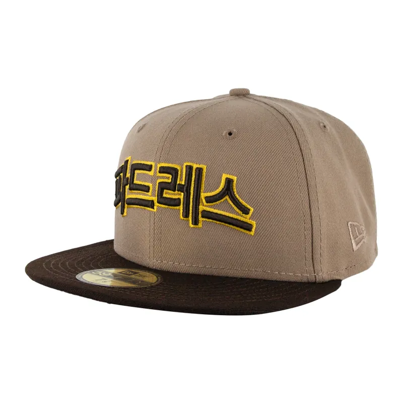 New Era 59Fifty San Diego Padres Hangul Alternate Two Tone Camel Tan Burnt Wood Brown Fitted Hat - Billion Creation Exclusive
