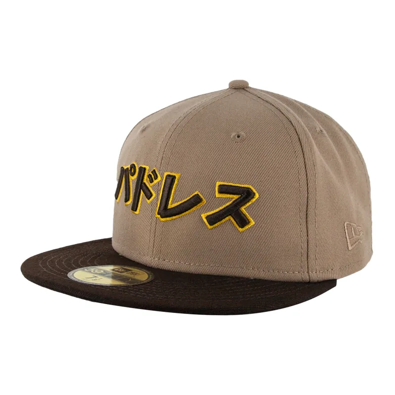 New Era 59Fifty San Diego Padres Katakana 2 Alternate Two Tone Camel Tan Burnt Wood Brown Fitted Hat - Billion Creation Exclusive