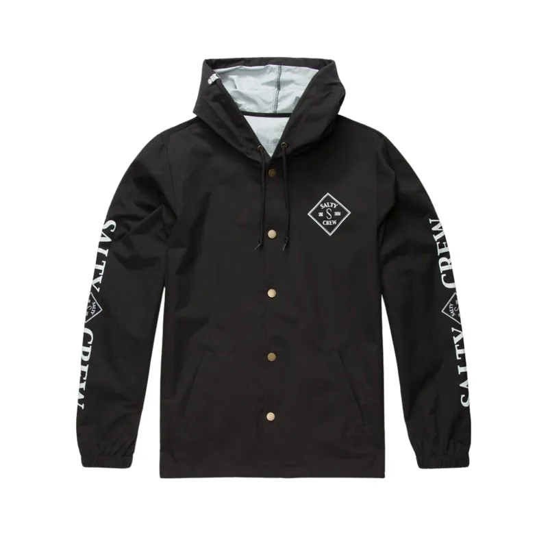 Salty Crew Tippet Snapfront Coaches Jacket Black