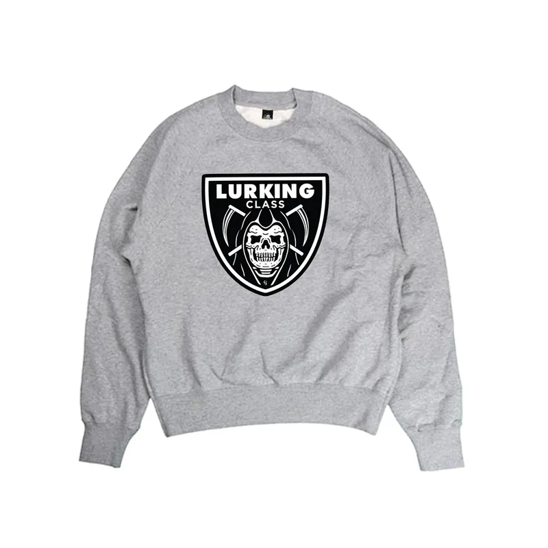 Lurking Class Shield Crew Sweatshirt Heather Grey - Lurking Class by Sketchy Tank