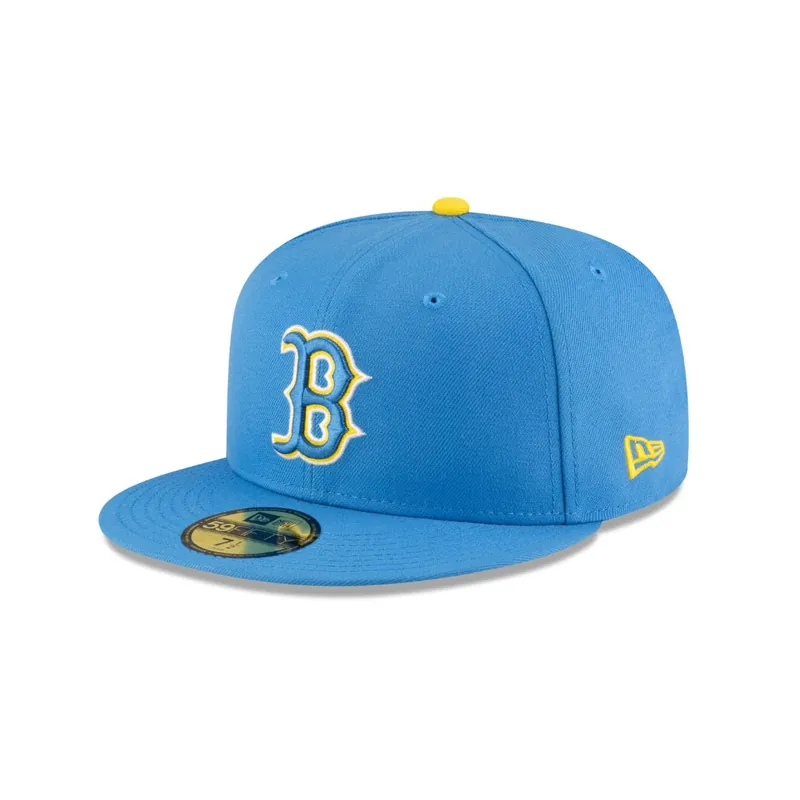 New Era 59Fifty Boston Red Sox Alternate 2 Authentic Collection On Field Fitted Hat Light Blue Gold - MLB Authentic Collection 59FIFTY On Field