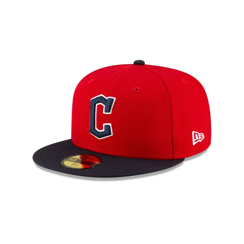 New Era 59Fifty Cleveland Guardians Authentic Collection On Field Home Game Fitted Hat Red Dark Navy - MLB Authentic Collection 59FIFTY On Field