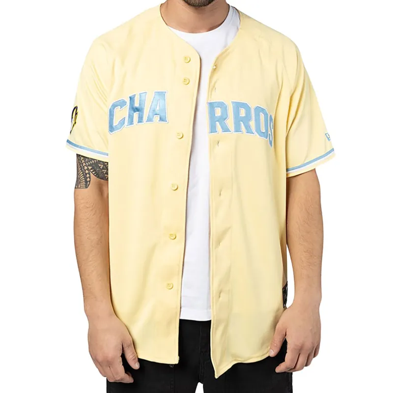 New Era Charros De Jalisco Official 2025 On Field Alternate 1 Jersey Soft Yellow Blue