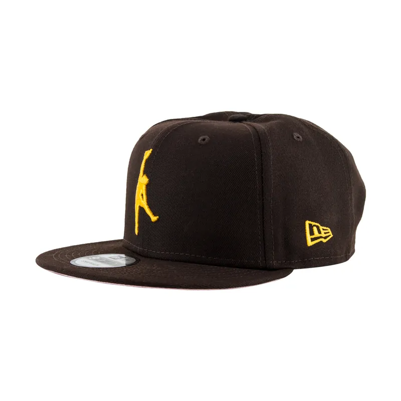 New Era x Billion Creation x SDHC 9Fifty San Diego Padres Bebo Jumpman Burnt Wood Brown Gold Snapback Hat