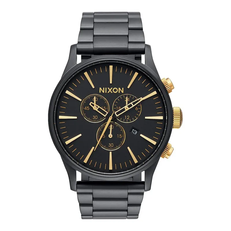 Nixon Sentry Chrono Watch Matte Black-Gold