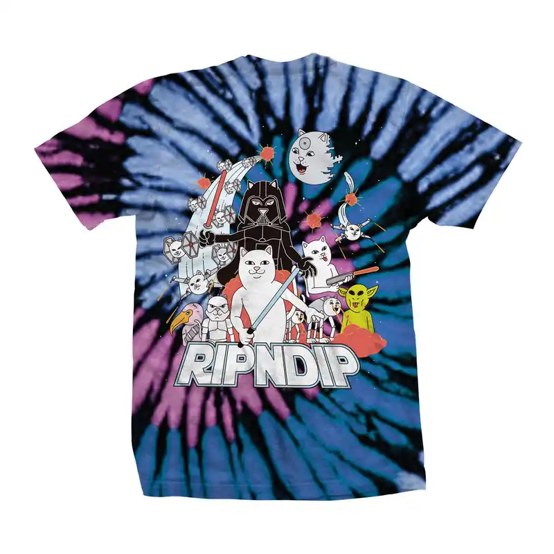 Rip N Dip Far Far Away Short Sleeve T-Shirt Black Pink Blue Spiral Tie Dye