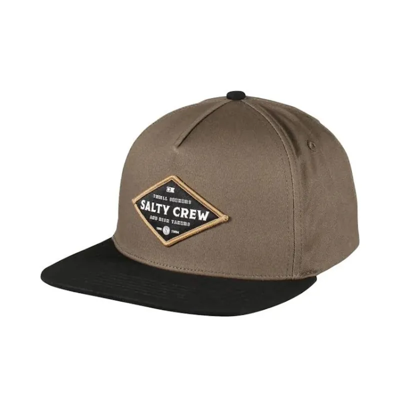 Salty Crew Infield 5 Panel Snapback Hat Olive Black