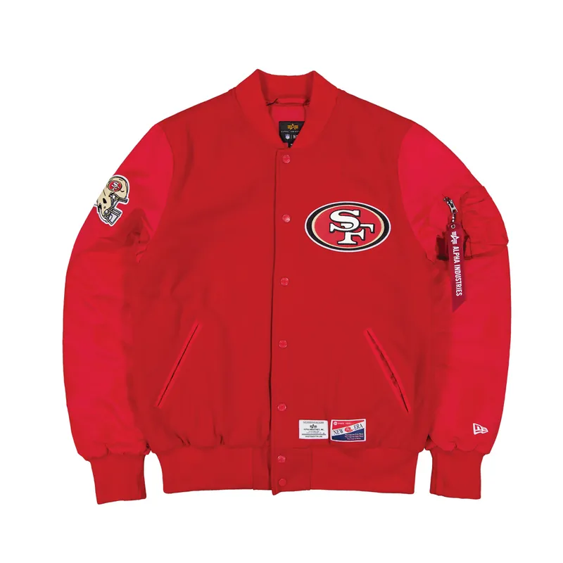 New Era x Alpha Industries San Francisco 49ers MA-1 Letterman Jacket Scarlet Red
