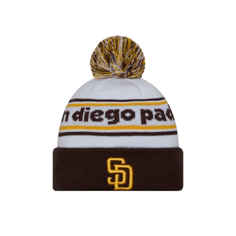 New Era San Diego Padres Knit Banded Pom Beanie White Brown Gold