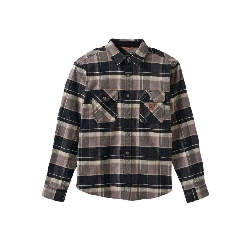 Brixton Builders Bowery Stretch Flannel Shirt Black Charcoal Beige